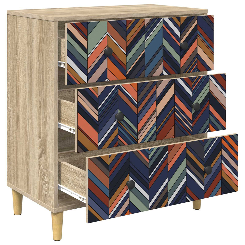 vidaXL Komoda z szufladami OMMEN Wzór geometryczny 66 x 36,5 x 75 cm