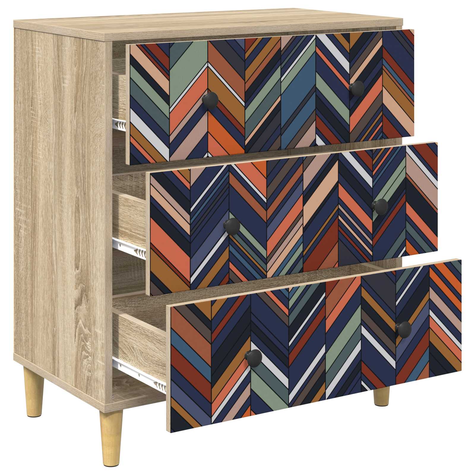 vidaXL Komoda z szufladami OMMEN Wzór geometryczny 66 x 36,5 x 75 cm