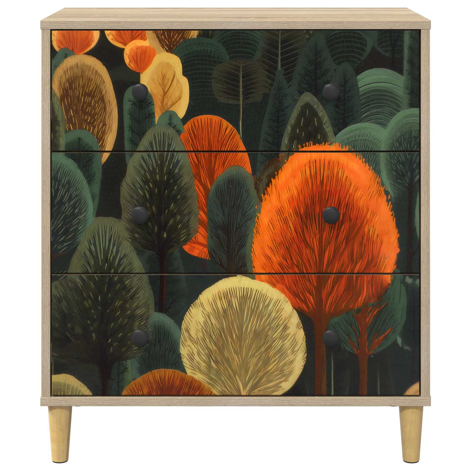 vidaXL Komoda z szufladami ZAANDAM Print leśny 66 x 36,5 x 75 cm