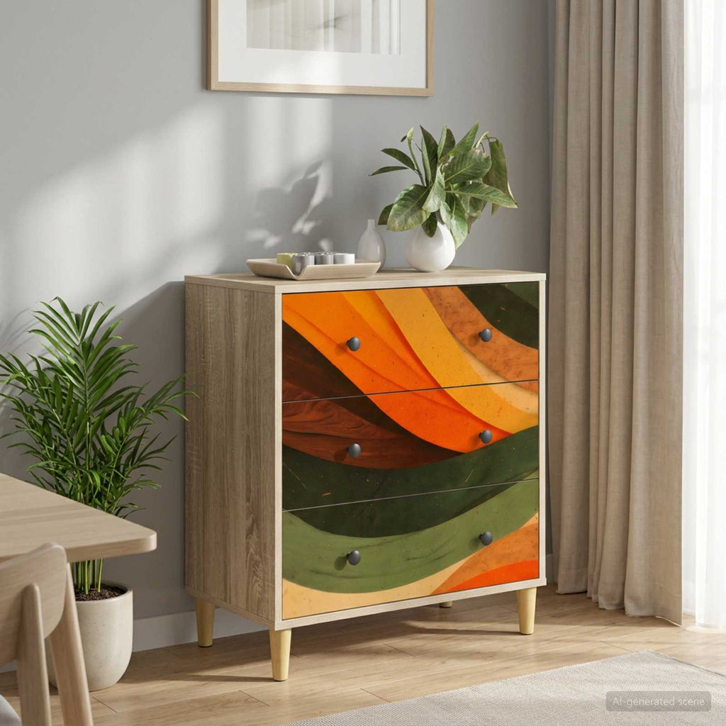 vidaXL Komoda z szufladami BONN Retro falowy nadruk 66 x 36,5 x 75 cm