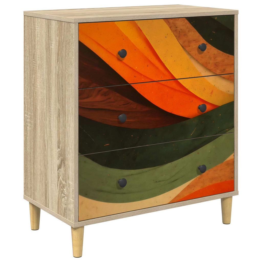vidaXL Komoda z szufladami BONN Retro falowy nadruk 66 x 36,5 x 75 cm