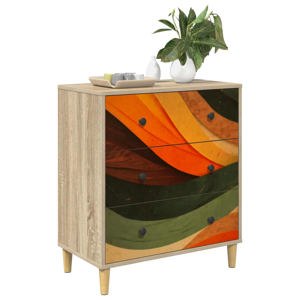 vidaXL Komoda z szufladami BONN Retro falowy nadruk 66 x 36,5 x 75 cm