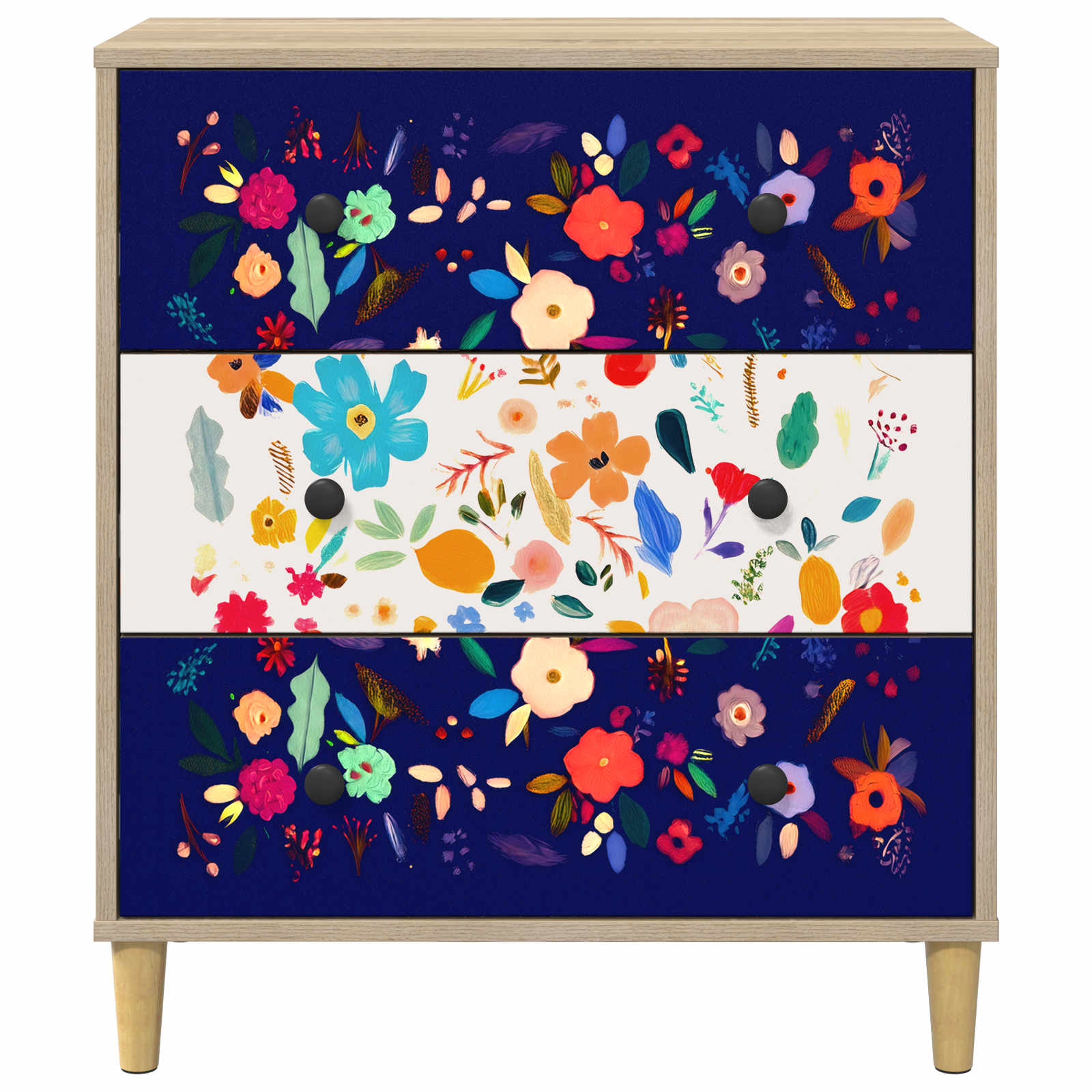 vidaXL Komoda z szufladami MAINZ Wzór w kwiaty 66 x 36,5 x 75 cm