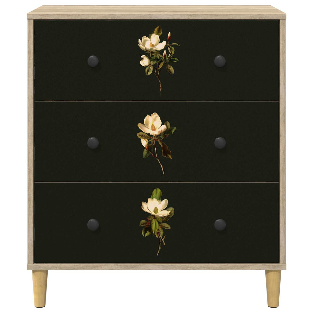 vidaXL Komoda z szufladami BREMEN Wzór magnolii 66 x 36,5 x 75 cm