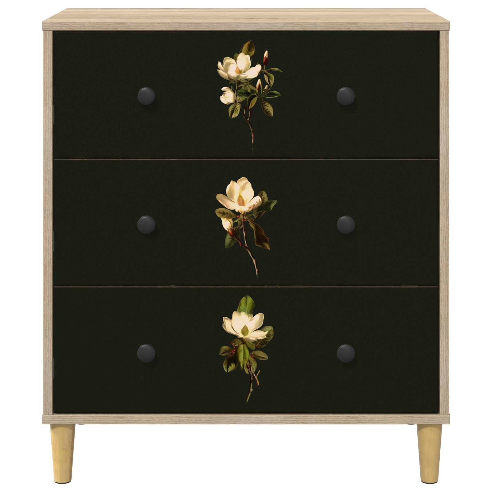 vidaXL Komoda z szufladami BREMEN Wzór magnolii 66 x 36,5 x 75 cm