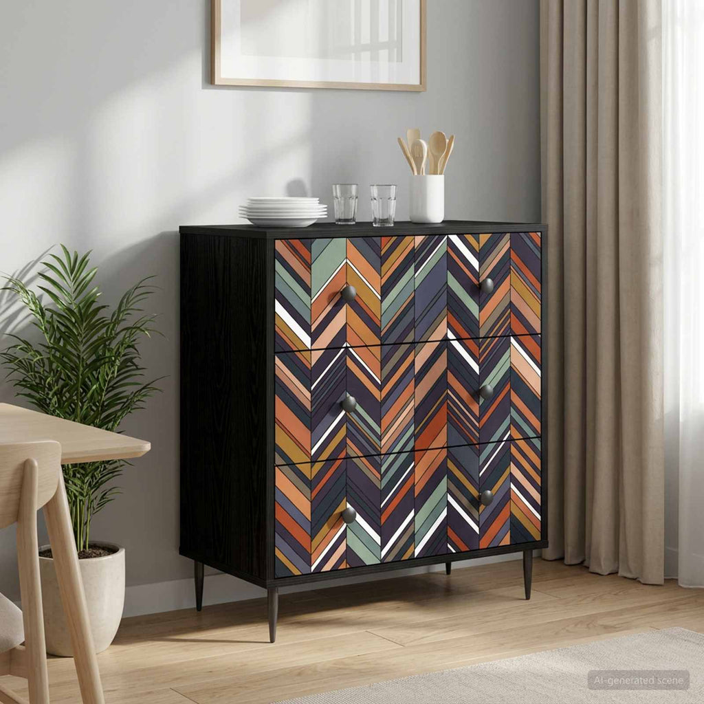 vidaXL Komoda z szufladami OMMEN Wzór geometryczny 66 x 36,5 x 76 cm