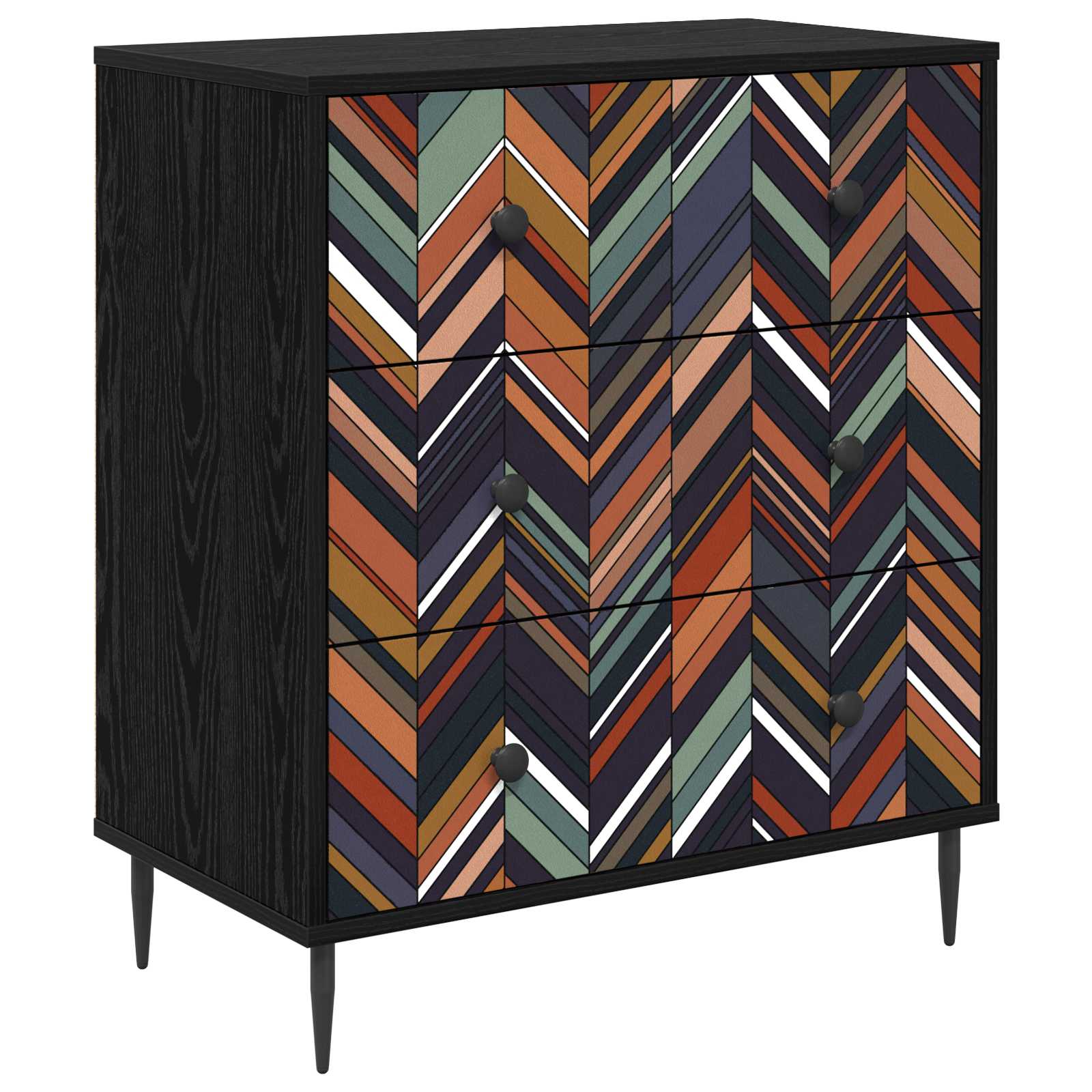 vidaXL Komoda z szufladami OMMEN Wzór geometryczny 66 x 36,5 x 76 cm