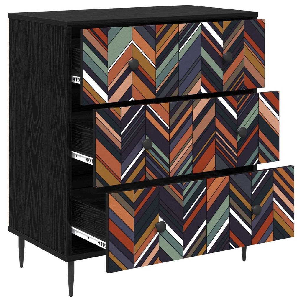 vidaXL Komoda z szufladami OMMEN Wzór geometryczny 66 x 36,5 x 76 cm