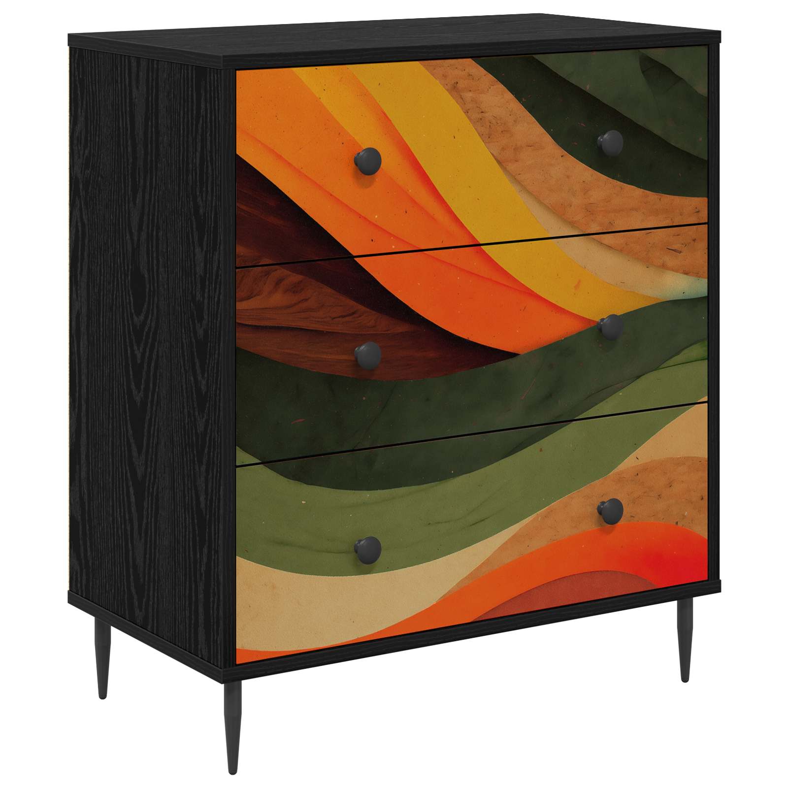 vidaXL Komoda z szufladami BONN Retro falowy nadruk 66 x 36,5 x 76 cm
