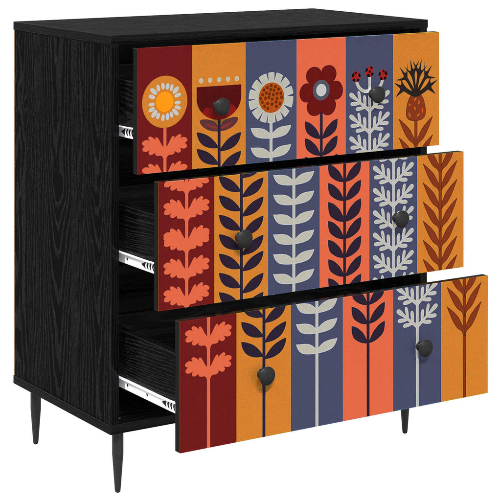 vidaXL Komoda z szufladami ESSEN Wzór słonecznika 66 x 36,5 x 76 cm
