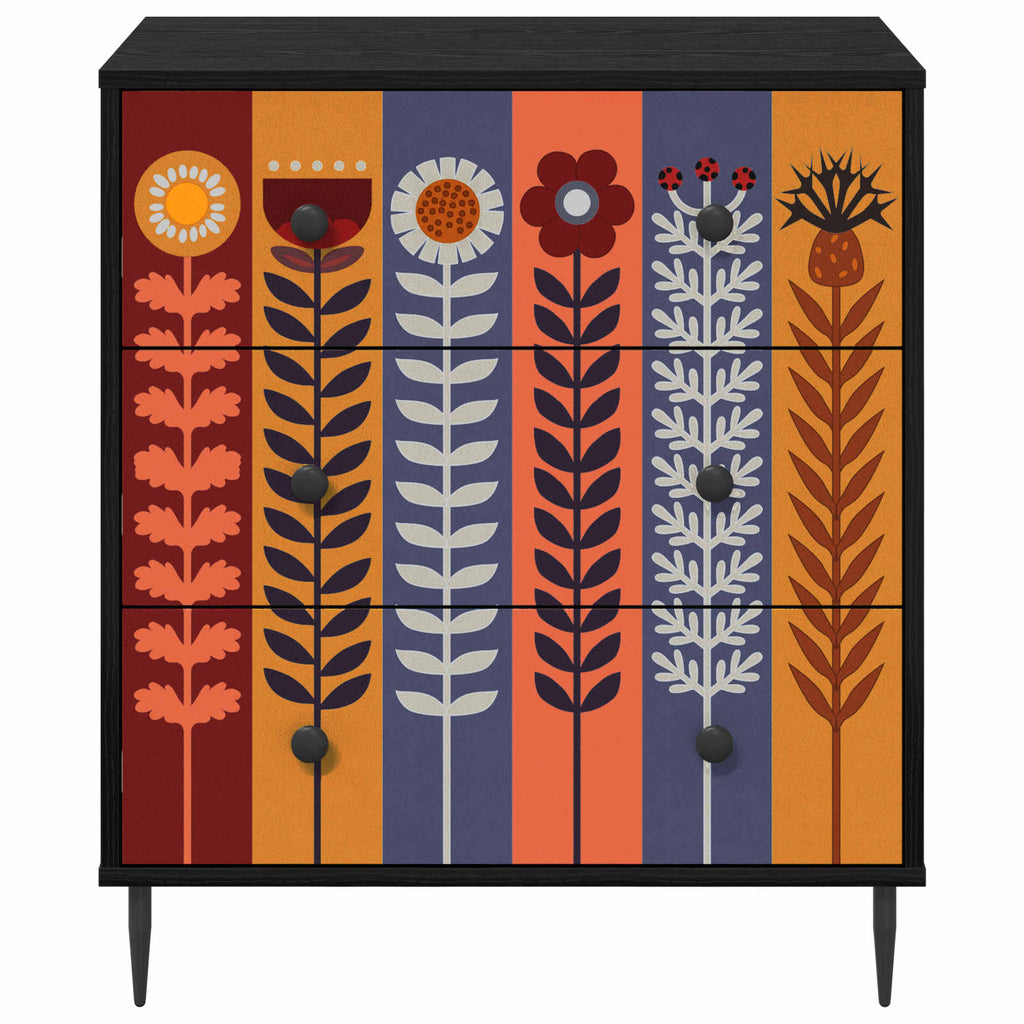 vidaXL Komoda z szufladami ESSEN Wzór słonecznika 66 x 36,5 x 76 cm