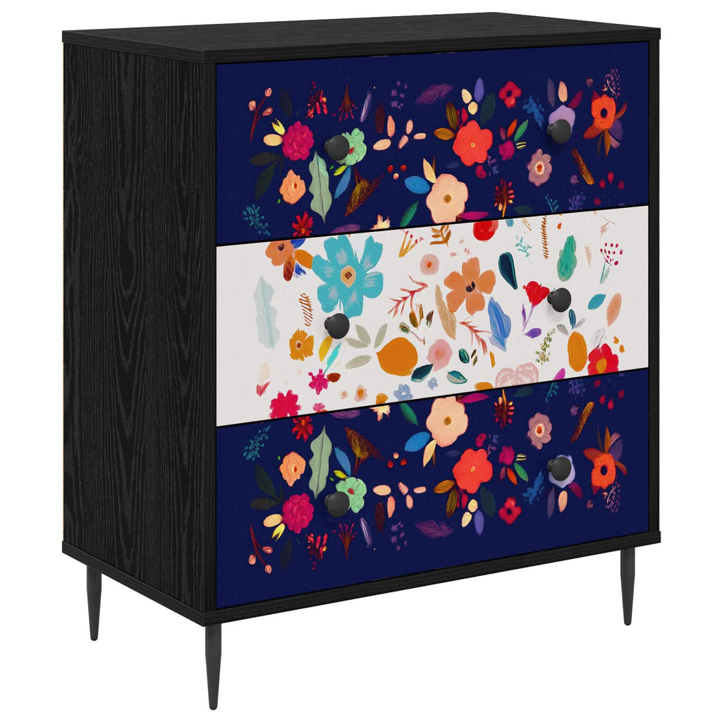 vidaXL Komoda z szufladami MAINZ Wzór w kwiaty 66 x 36,5 x 76 cm