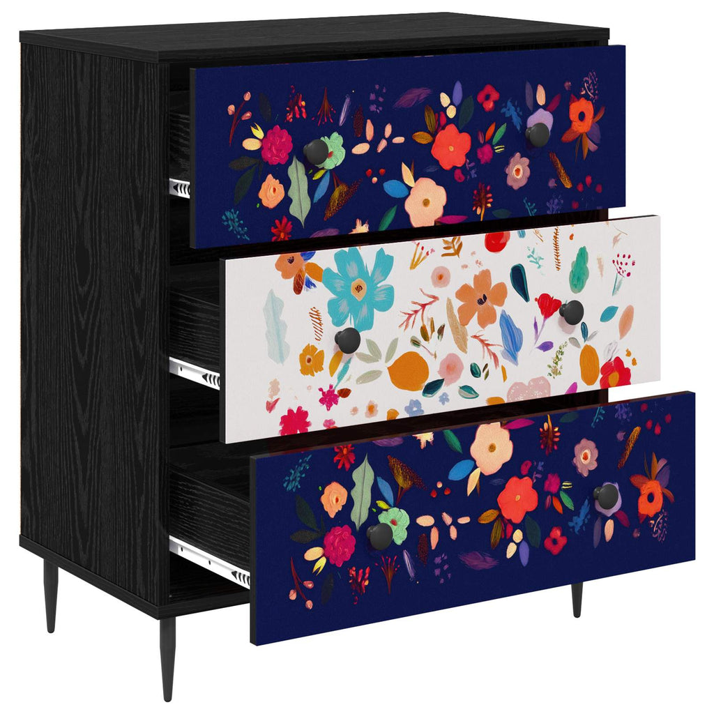 vidaXL Komoda z szufladami MAINZ Wzór w kwiaty 66 x 36,5 x 76 cm