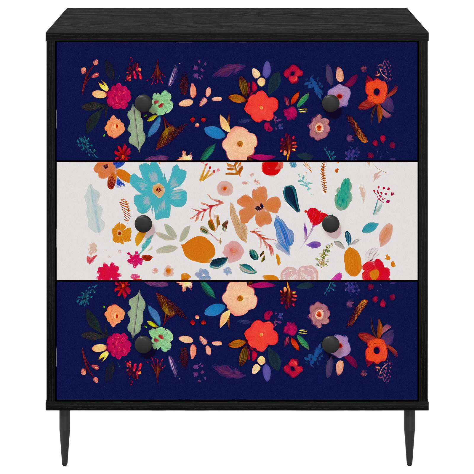 vidaXL Komoda z szufladami MAINZ Wzór w kwiaty 66 x 36,5 x 76 cm