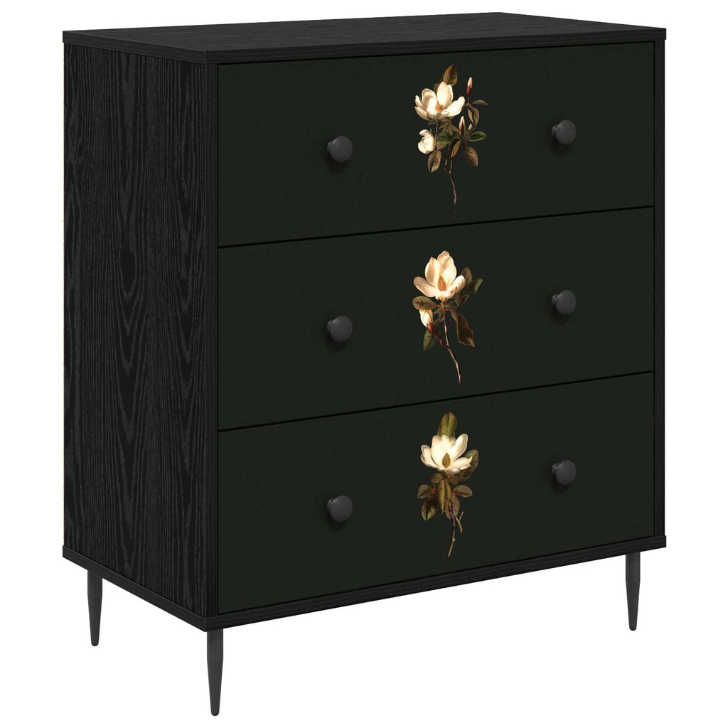 vidaXL Komoda z szufladami BREMEN Wzór magnolii 66 x 36,5 x 76 cm