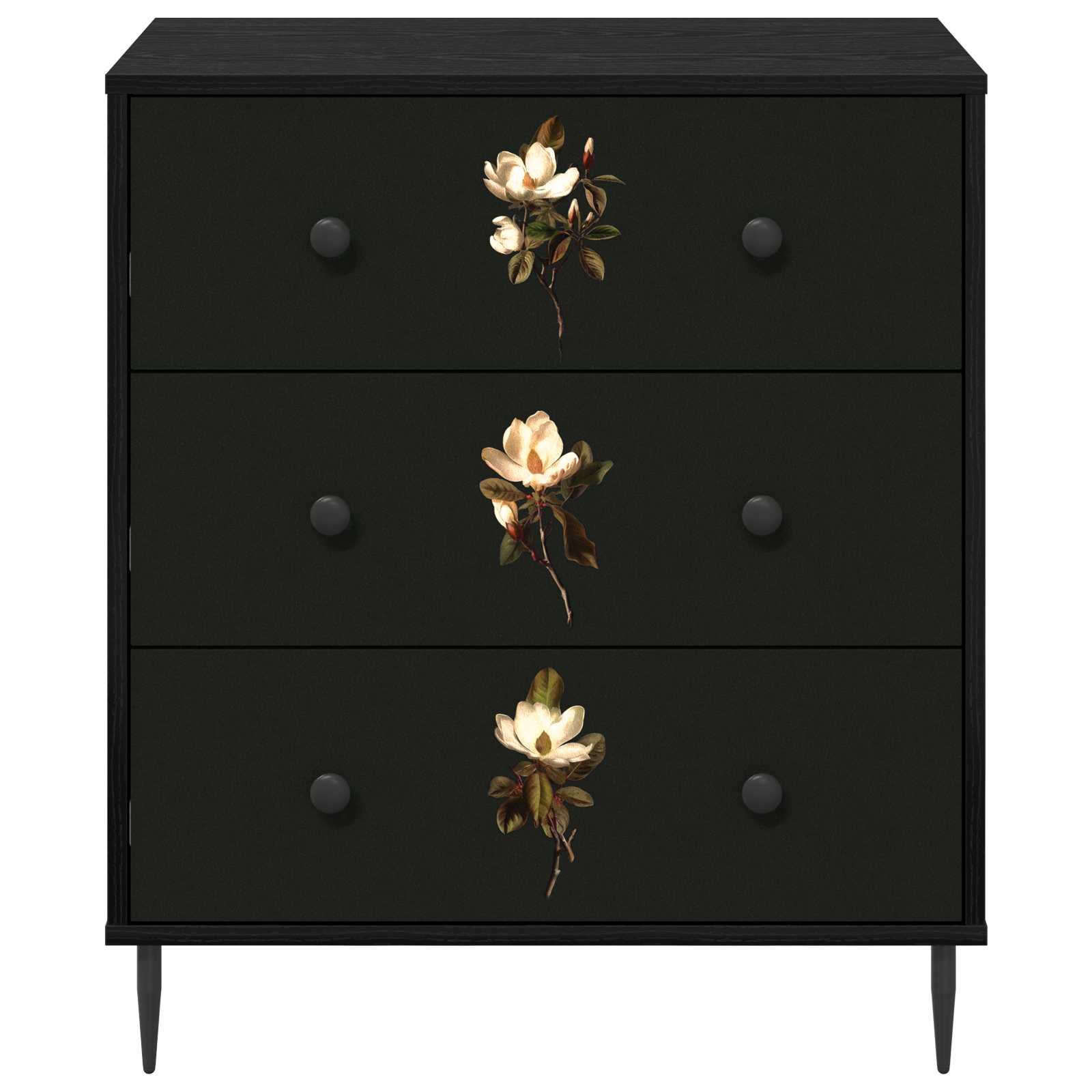 vidaXL Komoda z szufladami BREMEN Wzór magnolii 66 x 36,5 x 76 cm