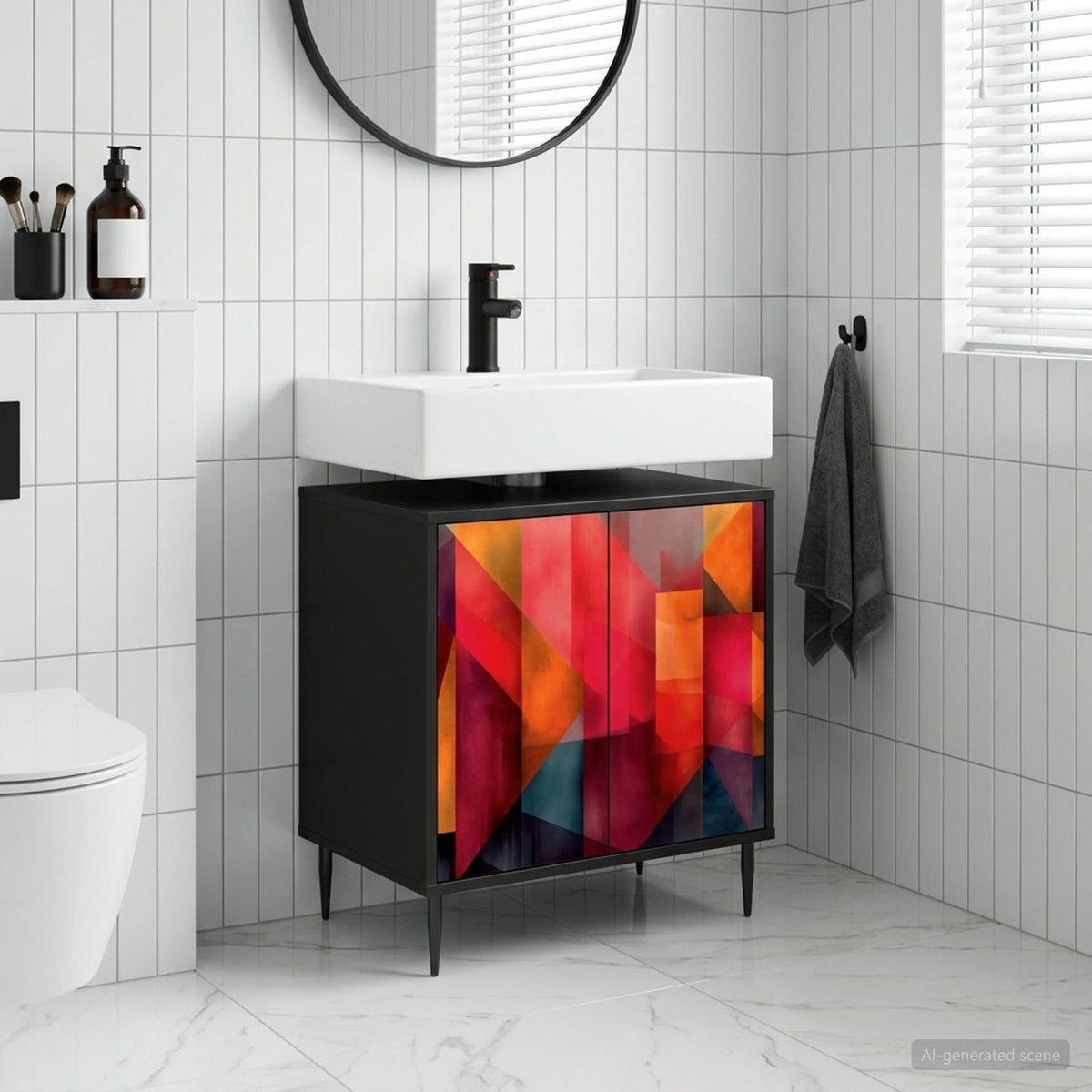 vidaXL Szafka Łazienkowa HEESCH Czarny dąb 60 x 40 x 61 cm