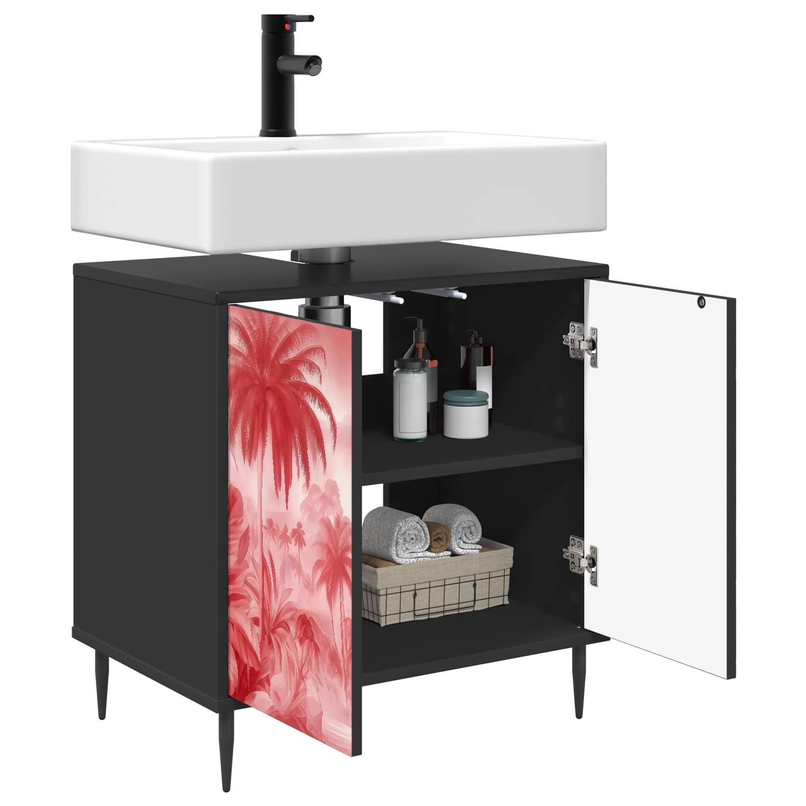 vidaXL Szafka Łazienkowa AACHEN Czarny dąb 60 x 40 x 61 cm