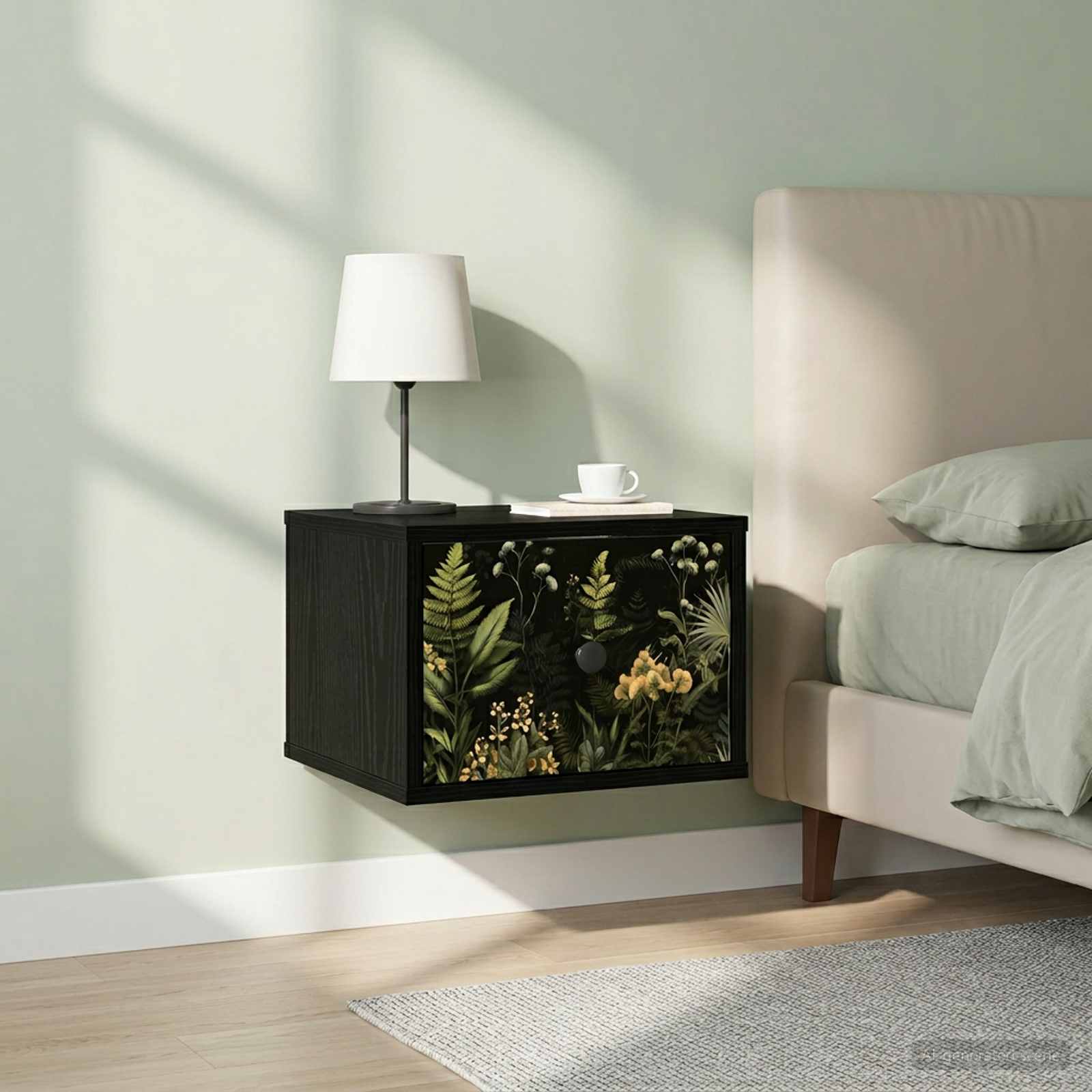 vidaXL Ścienny stolik nocny RHENEN 2 szt. Czarny dąb 36 x 33 x 25 cm