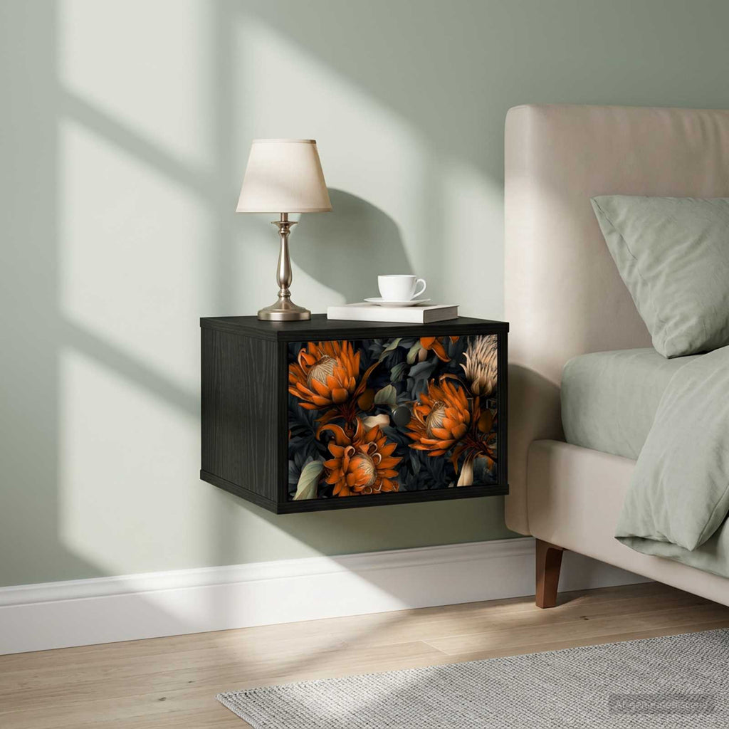 vidaXL Ścienny stolik nocny LOCHEM Czarny dąb 36 x 33 x 25 cm