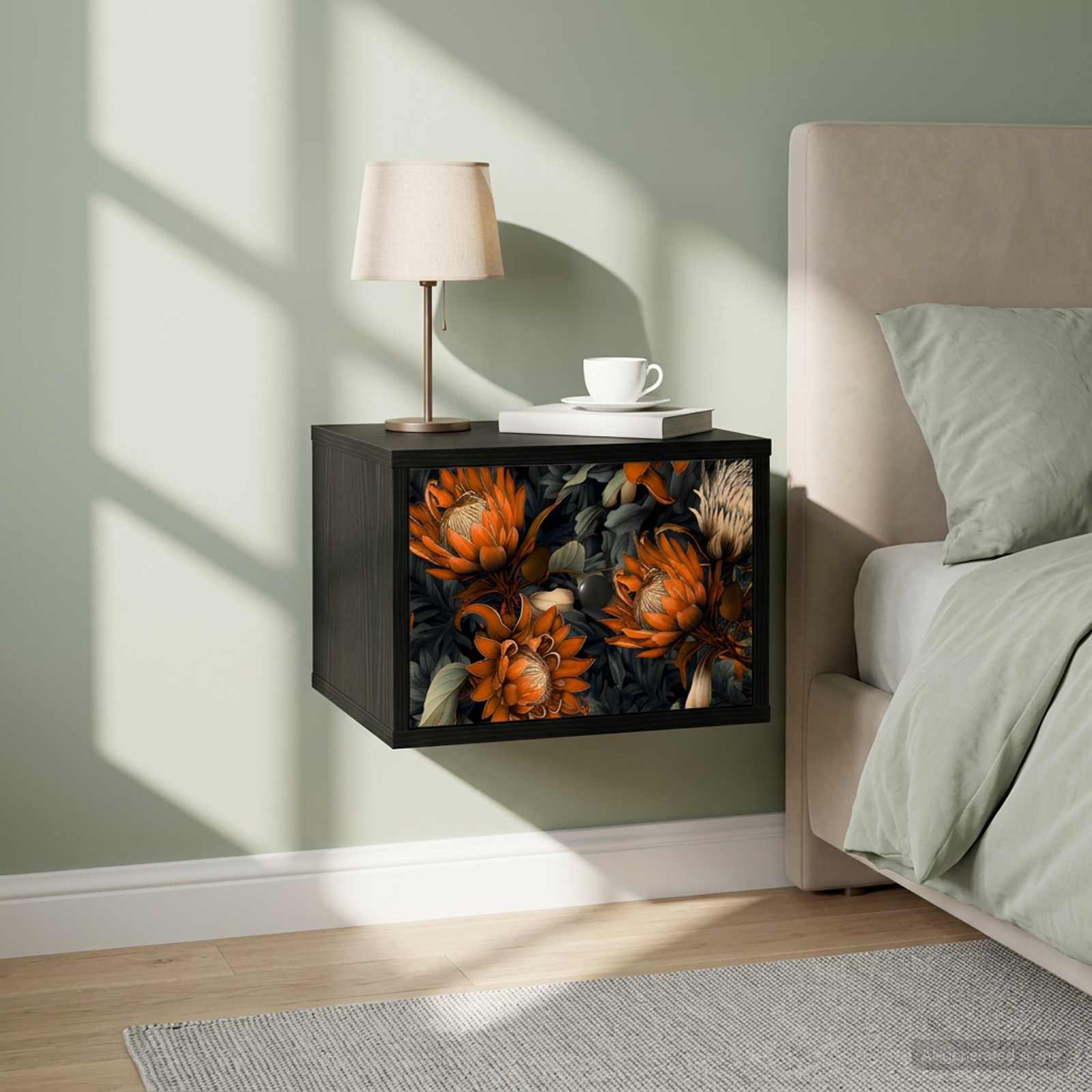 vidaXL Ścienny stolik nocny LOCHEM 2 szt. Czarny dąb 36 x 33 x 25 cm