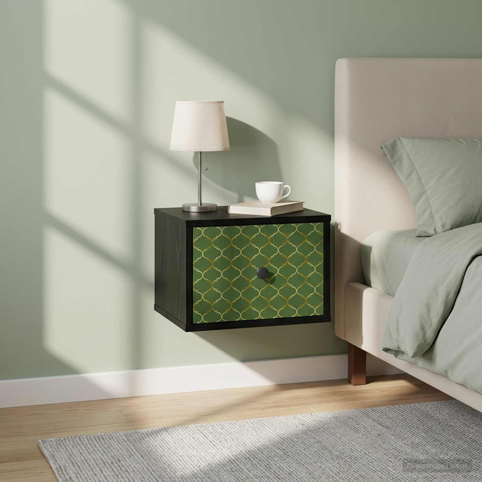 vidaXL Ścienny stolik nocny GELEEN Czarny dąb 36 x 33 x 25 cm