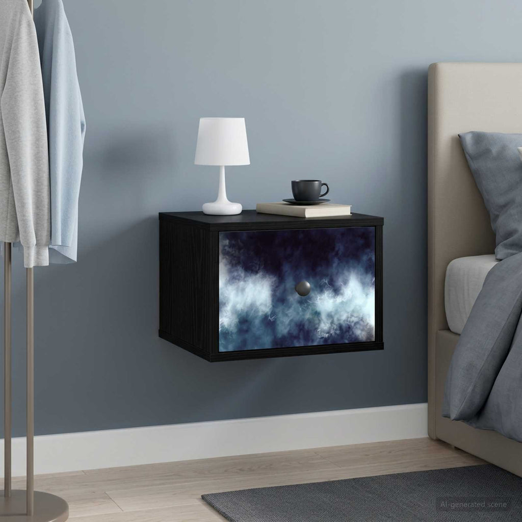 vidaXL Ścienny stolik nocny RAALTE Czarny dąb 36 x 33 x 25 cm
