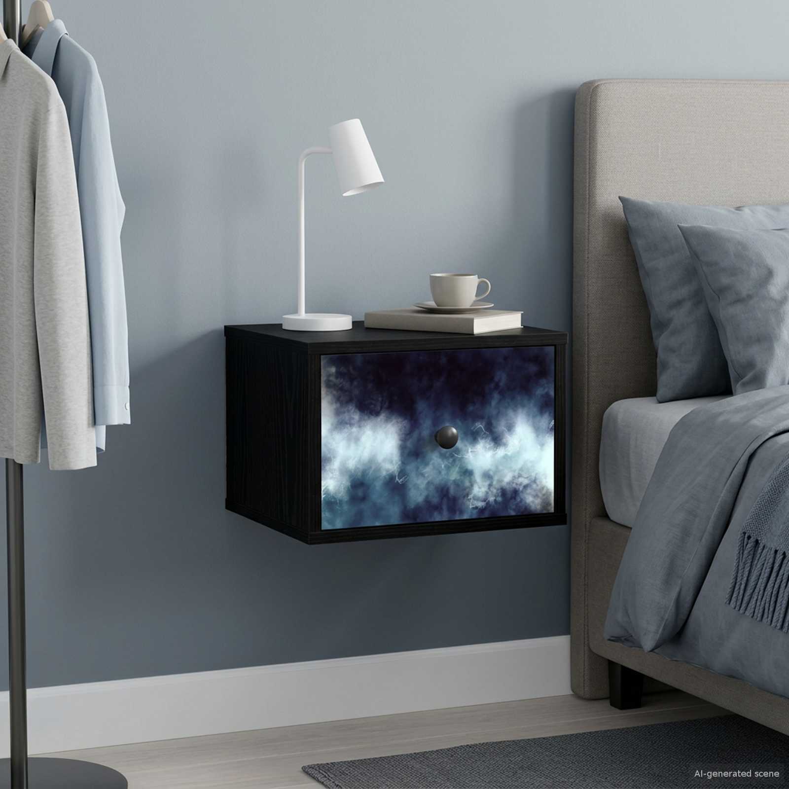 vidaXL Ścienny stolik nocny RAALTE 2 szt. Czarny dąb 36 x 33 x 25 cm