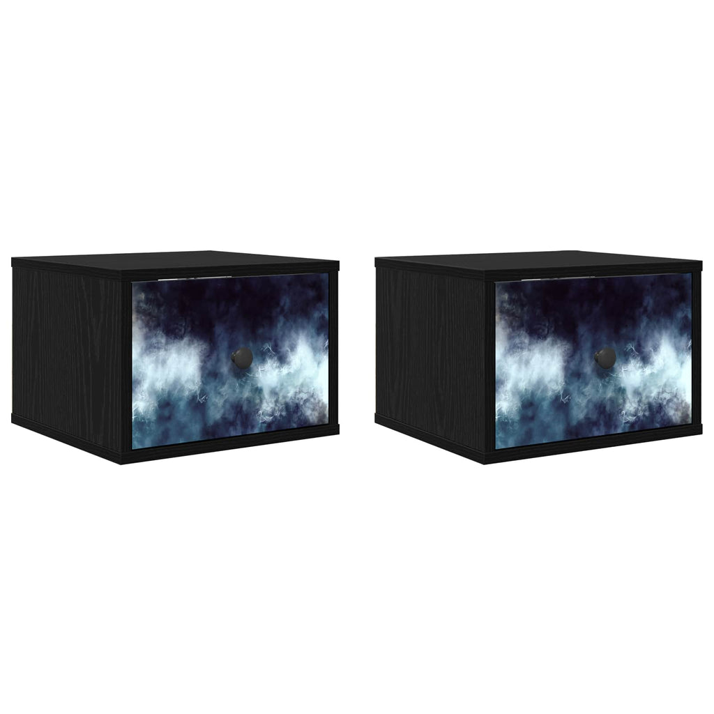 vidaXL Ścienny stolik nocny RAALTE 2 szt. Czarny dąb 36 x 33 x 25 cm