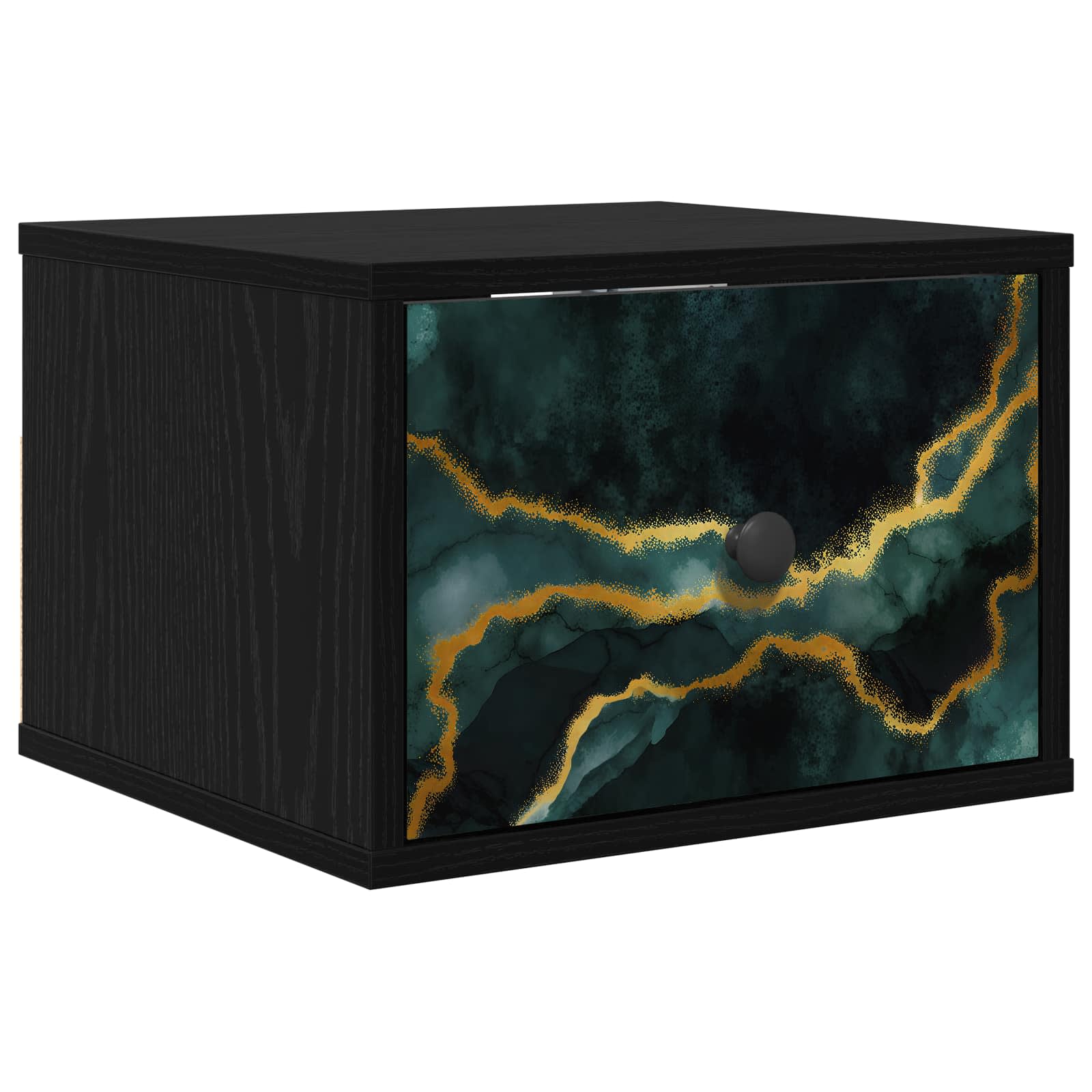 vidaXL Ścienny stolik nocny WIJHE Czarny dąb 36 x 33 x 25 cm