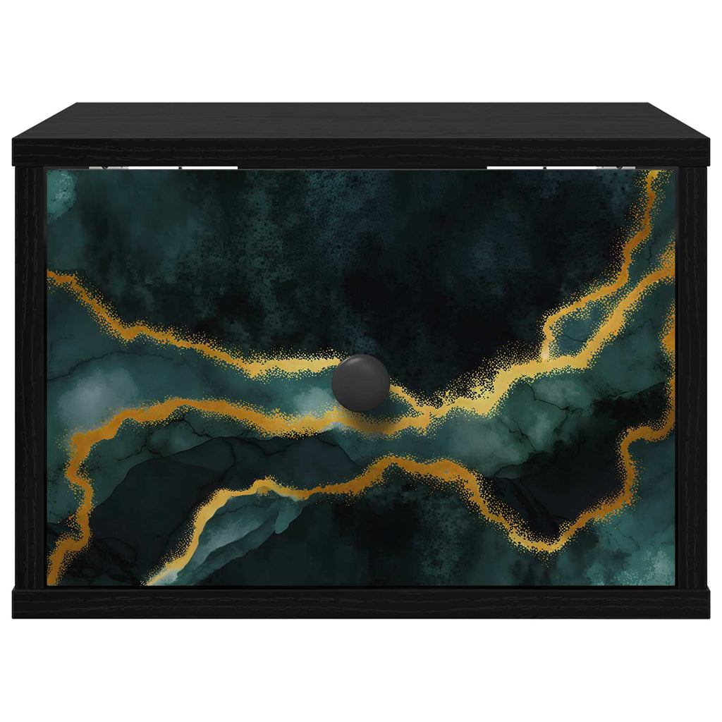 vidaXL Ścienny stolik nocny WIJHE Czarny dąb 36 x 33 x 25 cm