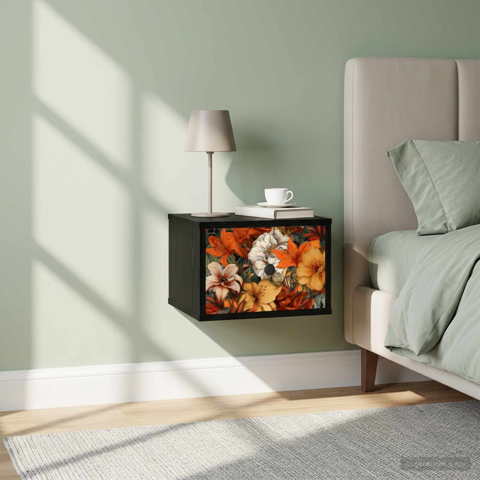 vidaXL Ścienny stolik nocny GENNEP 2 szt. Czarny dąb 36 x 33 x 25 cm