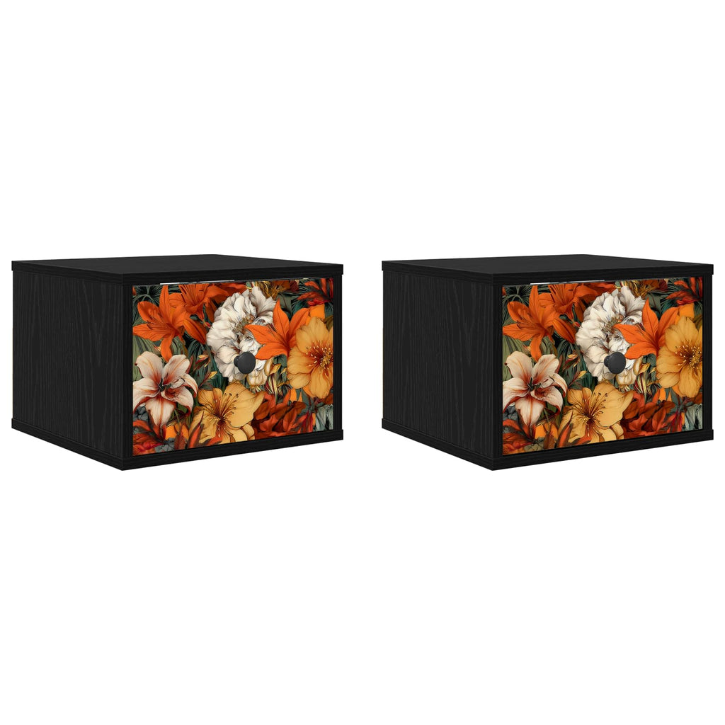 vidaXL Ścienny stolik nocny GENNEP 2 szt. Czarny dąb 36 x 33 x 25 cm