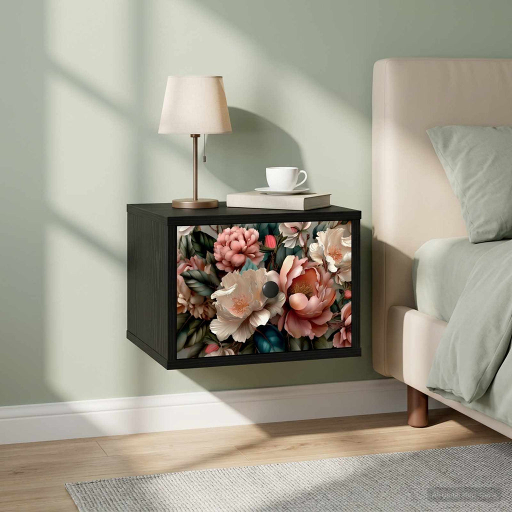 vidaXL Ścienny stolik nocny BORNE Czarny dąb 36 x 33 x 25 cm