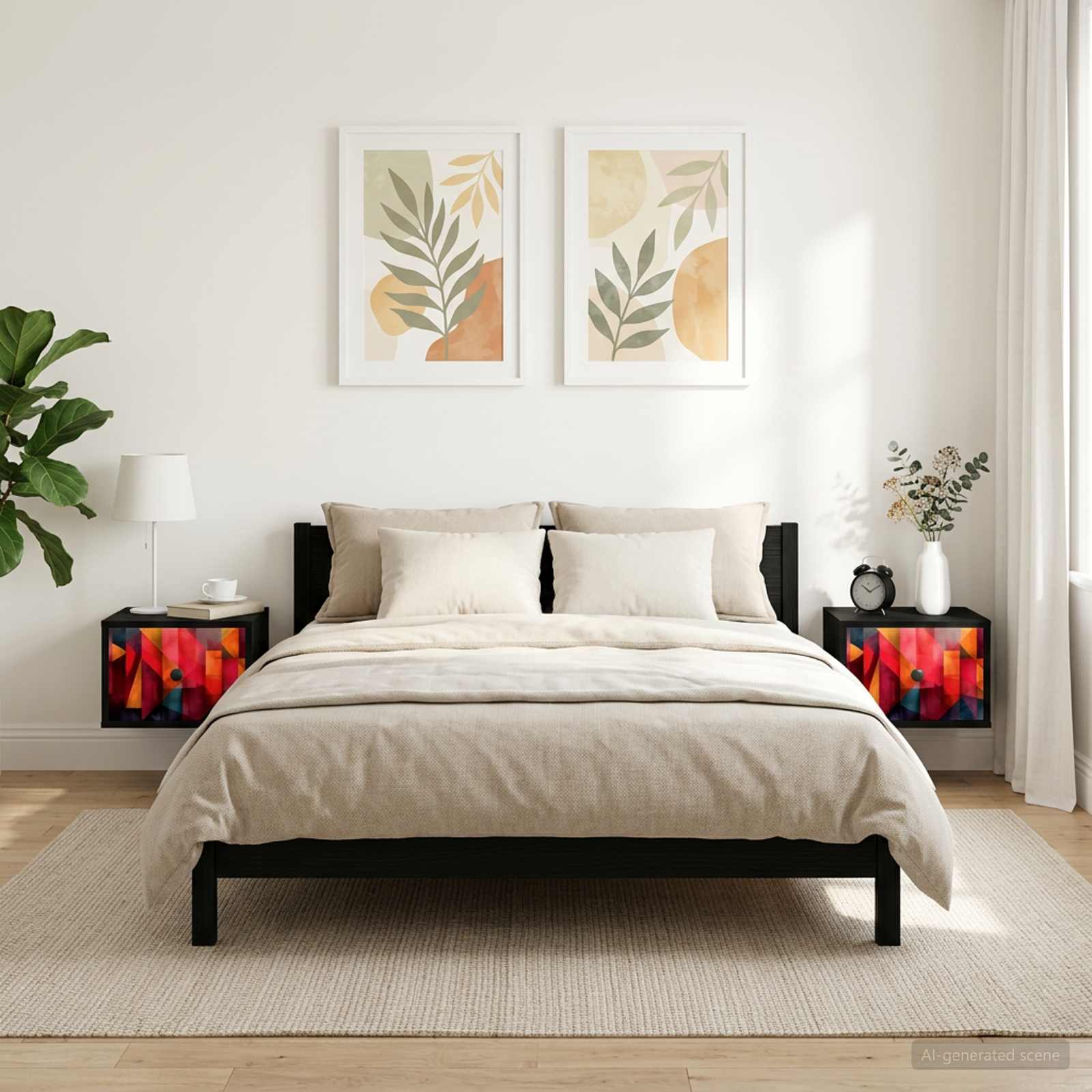 vidaXL Ścienny stolik nocny HEESCH 2 szt. Czarny dąb 36 x 33 x 25 cm