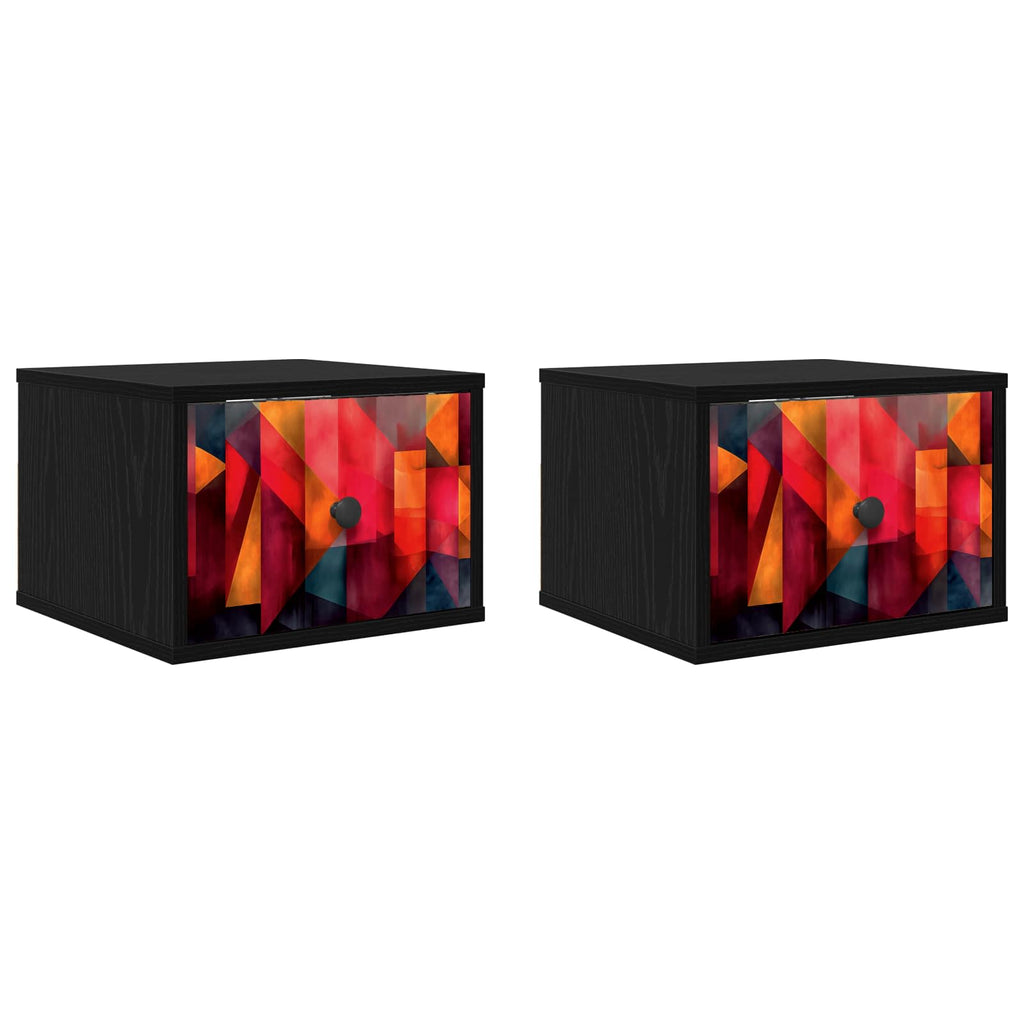 vidaXL Ścienny stolik nocny HEESCH 2 szt. Czarny dąb 36 x 33 x 25 cm