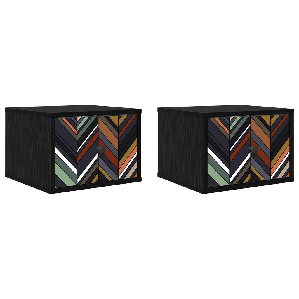 vidaXL Ścienny stolik nocny OMMEN 2 szt. Czarny dąb 36 x 33 x 25 cm