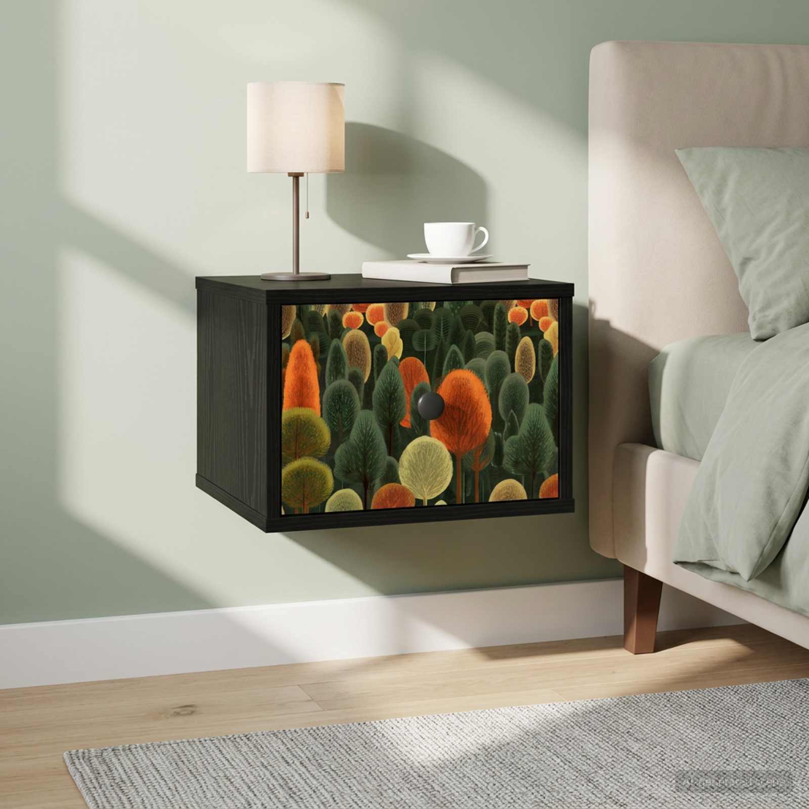 vidaXL Ścienny stolik nocny ZAANDAM Czarny dąb 36 x 33 x 25 cm