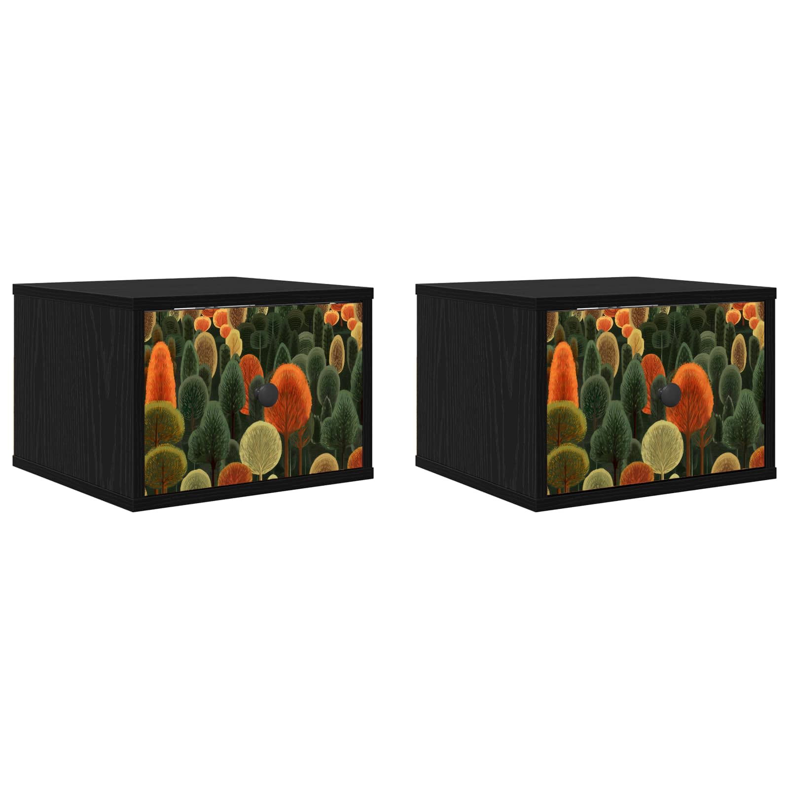 vidaXL Ścienny stolik nocny ZAANDAM 2 szt. Czarny dąb 36 x 33 x 25 cm