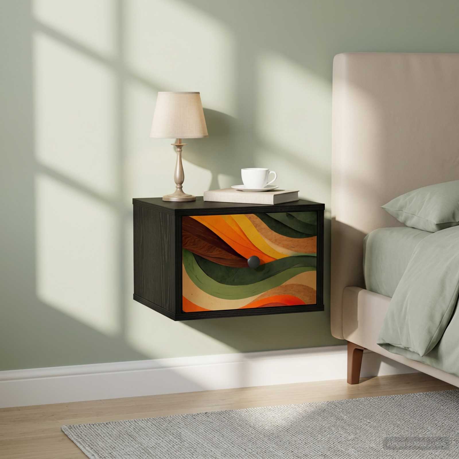vidaXL Ścienny stolik nocny BONN Czarny dąb 36 x 33 x 25 cm