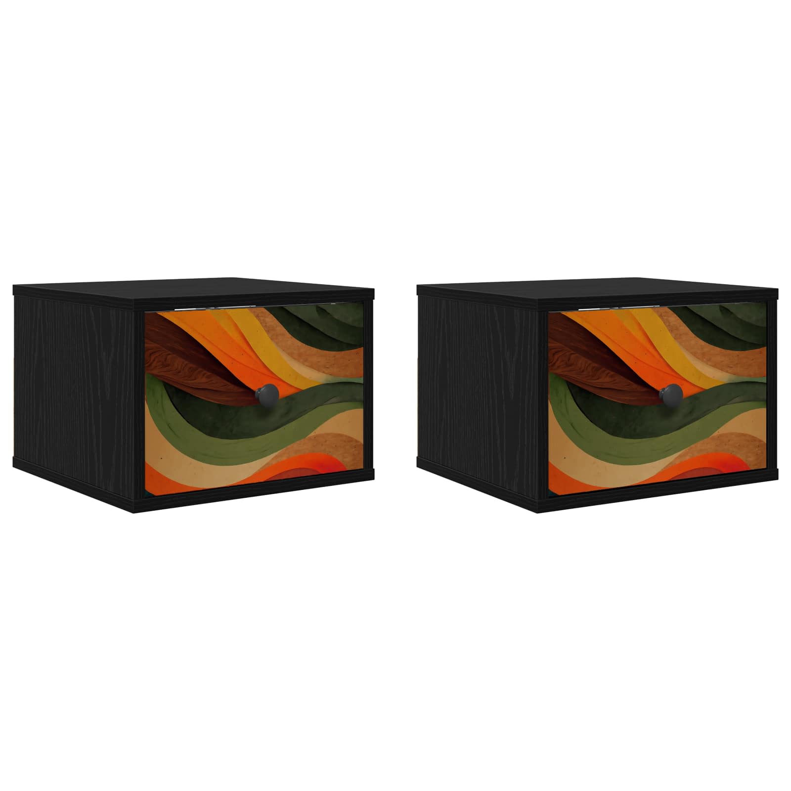 vidaXL Ścienny stolik nocny BONN 2 szt. Czarny dąb 36 x 33 x 25 cm