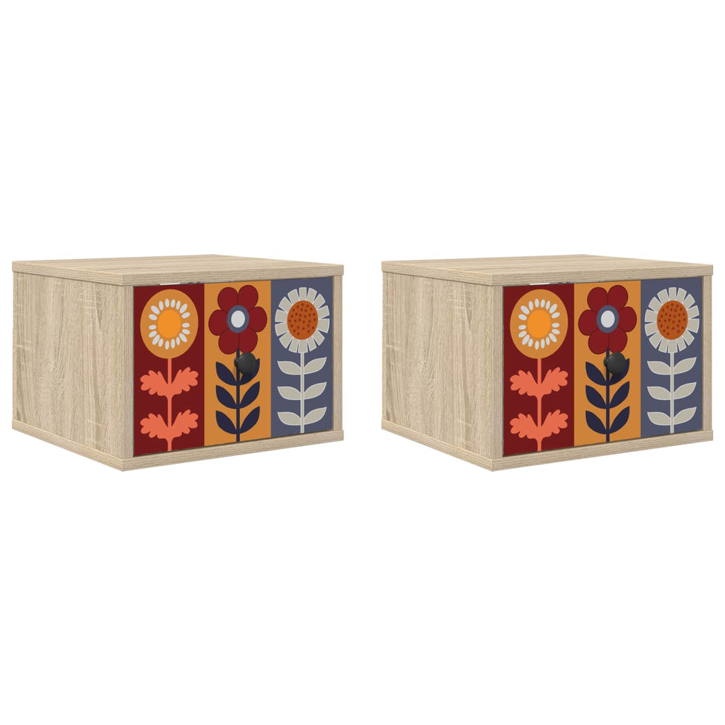 vidaXL Ścienny stolik nocny ESSEN 2 szt. dąb Sonoma 36 x 33 x 25 cm