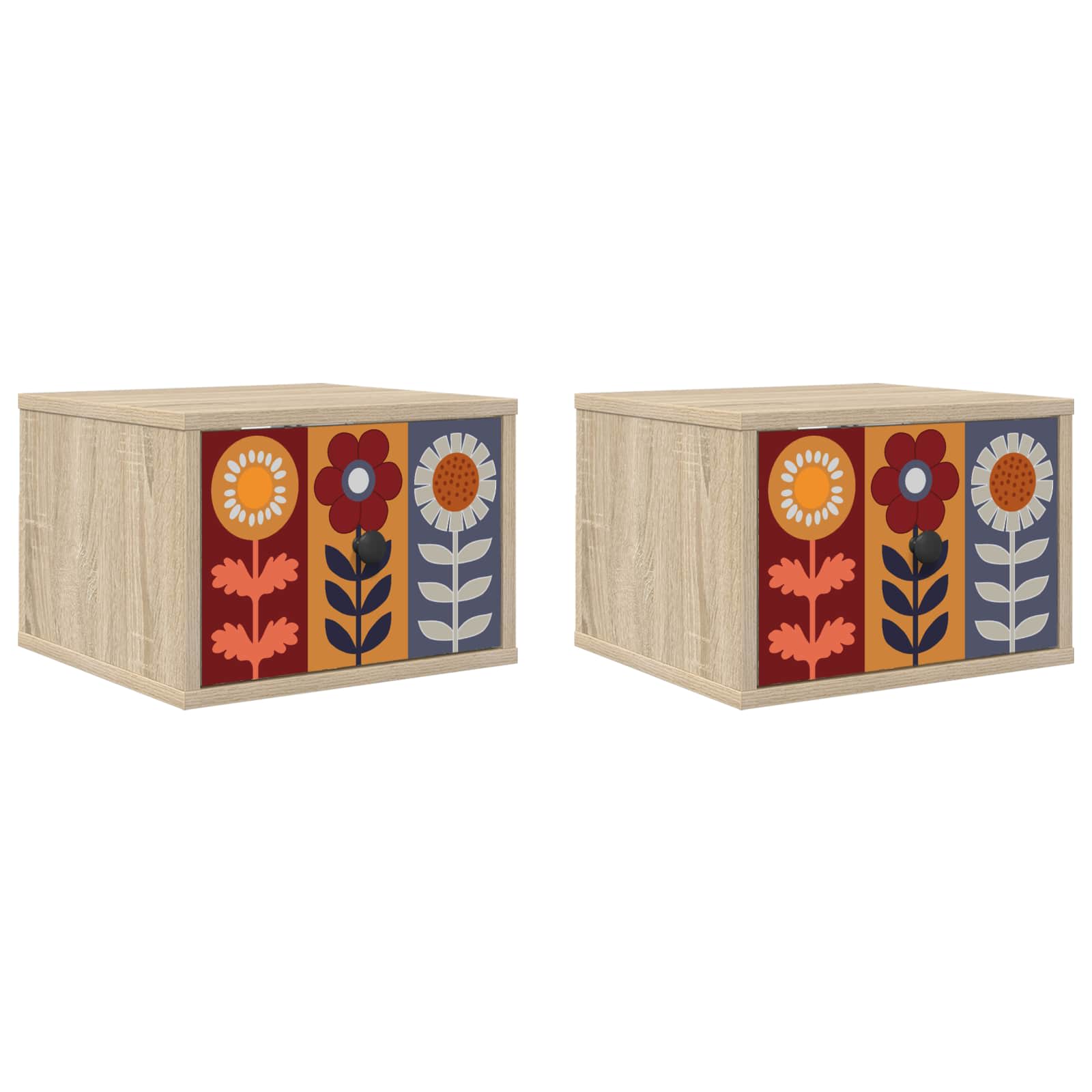 vidaXL Ścienny stolik nocny ESSEN 2 szt. dąb Sonoma 36 x 33 x 25 cm