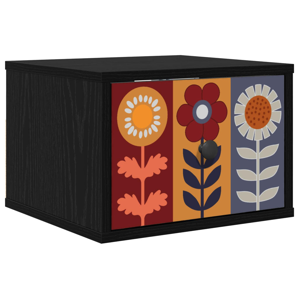 vidaXL Ścienny stolik nocny ESSEN Czarny dąb 36 x 33 x 25 cm