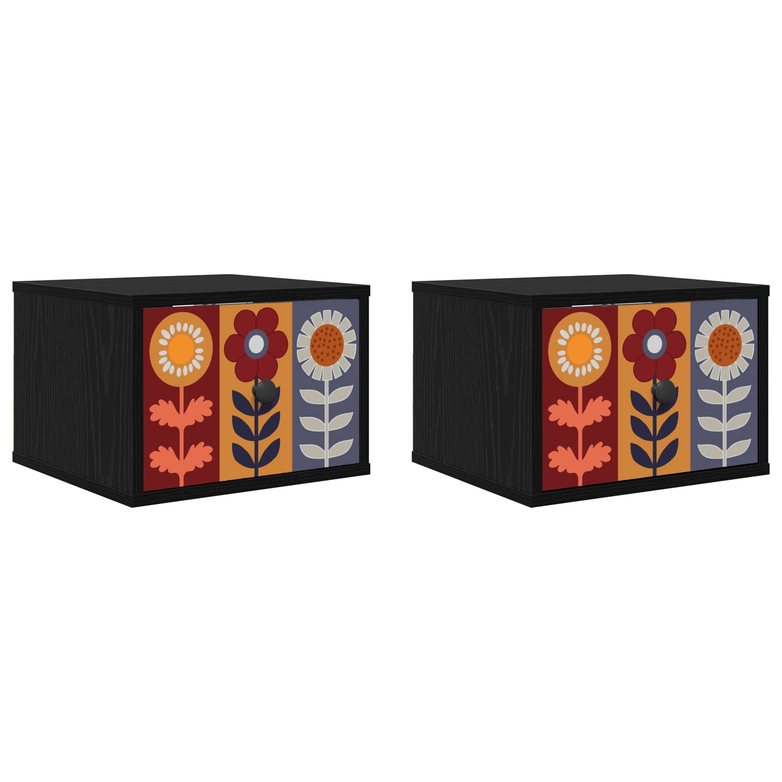 vidaXL Ścienny stolik nocny ESSEN 2 szt. Czarny dąb 36 x 33 x 25 cm