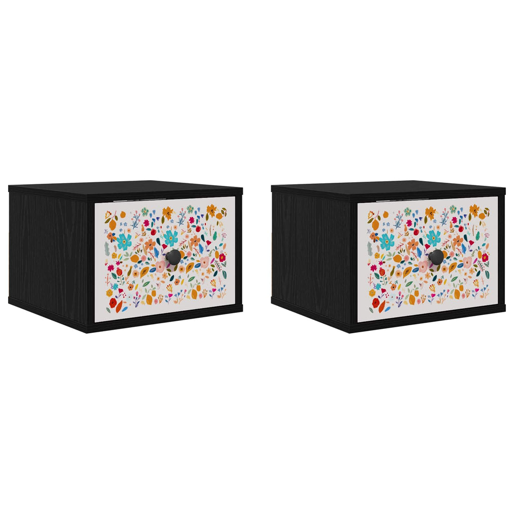 vidaXL Ścienny stolik nocny MAINZ 2 szt. Czarny dąb 36 x 33 x 25 cm