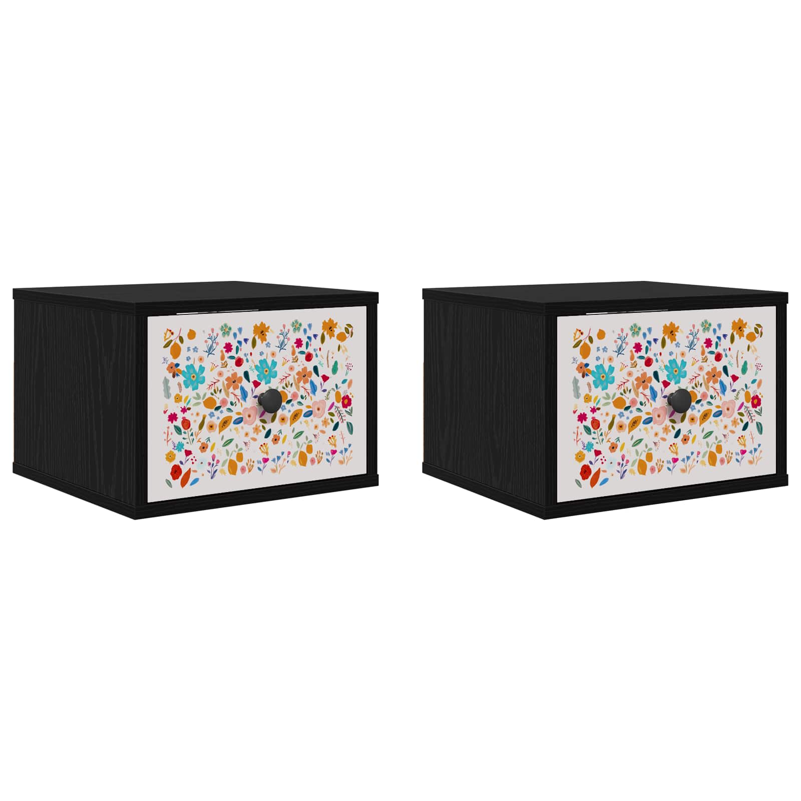 vidaXL Ścienny stolik nocny MAINZ 2 szt. Czarny dąb 36 x 33 x 25 cm