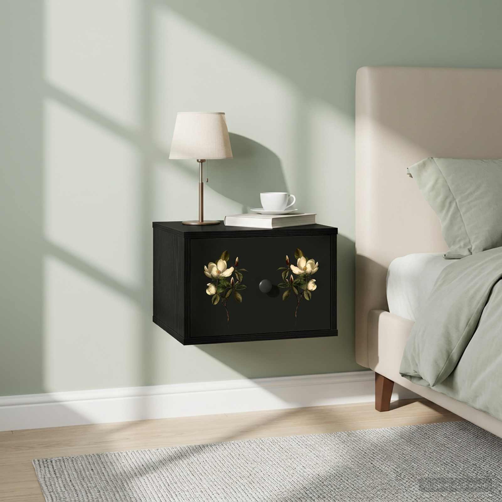 vidaXL Ścienny stolik nocny BREMEN 2 szt. Czarny dąb 36 x 33 x 25 cm