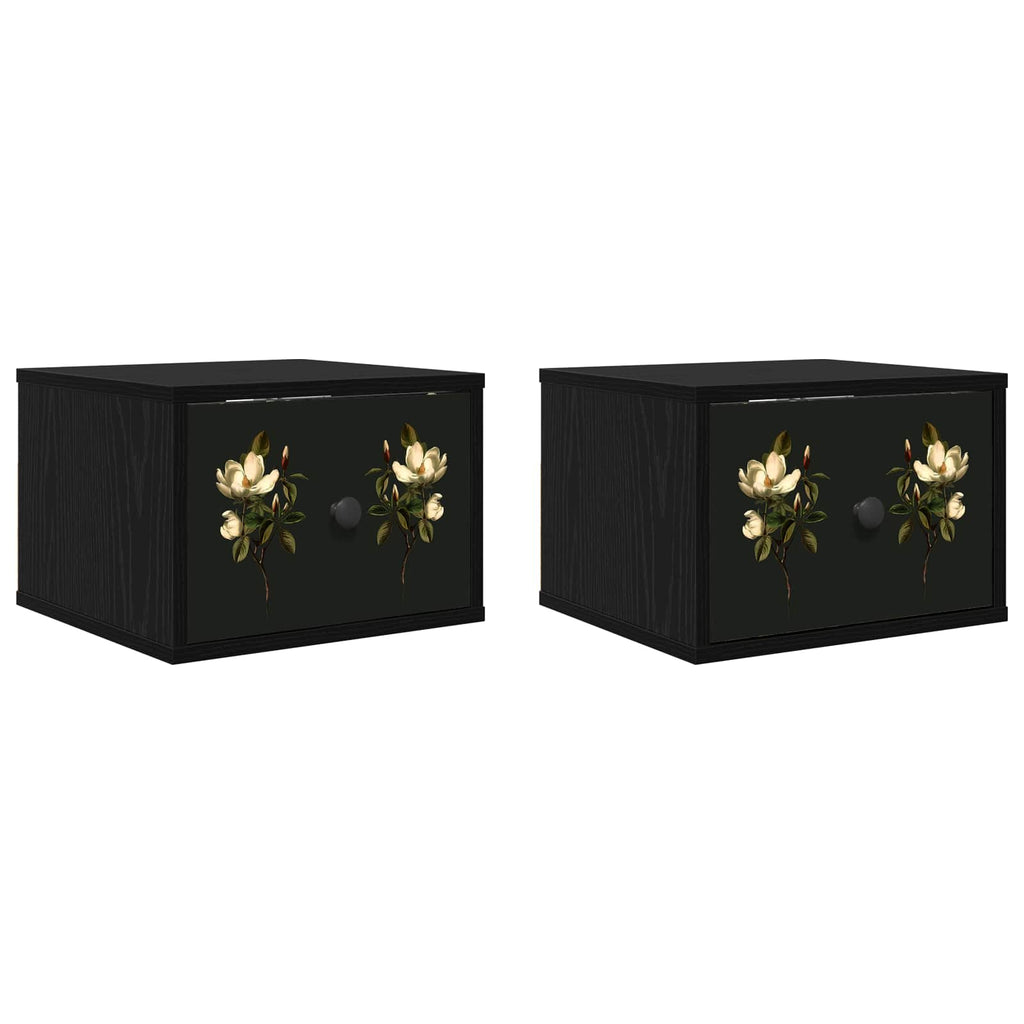 vidaXL Ścienny stolik nocny BREMEN 2 szt. Czarny dąb 36 x 33 x 25 cm