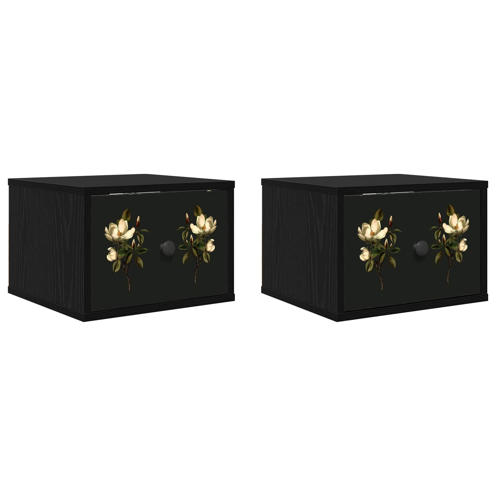 vidaXL Ścienny stolik nocny BREMEN 2 szt. Czarny dąb 36 x 33 x 25 cm